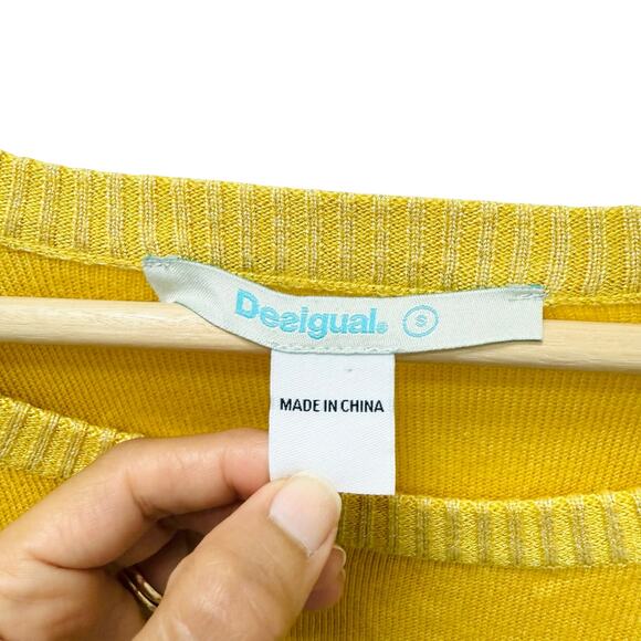 Desigual Long Sleeve Carla Top in Yellow‎ Print Size Small - Picture 5 of 10